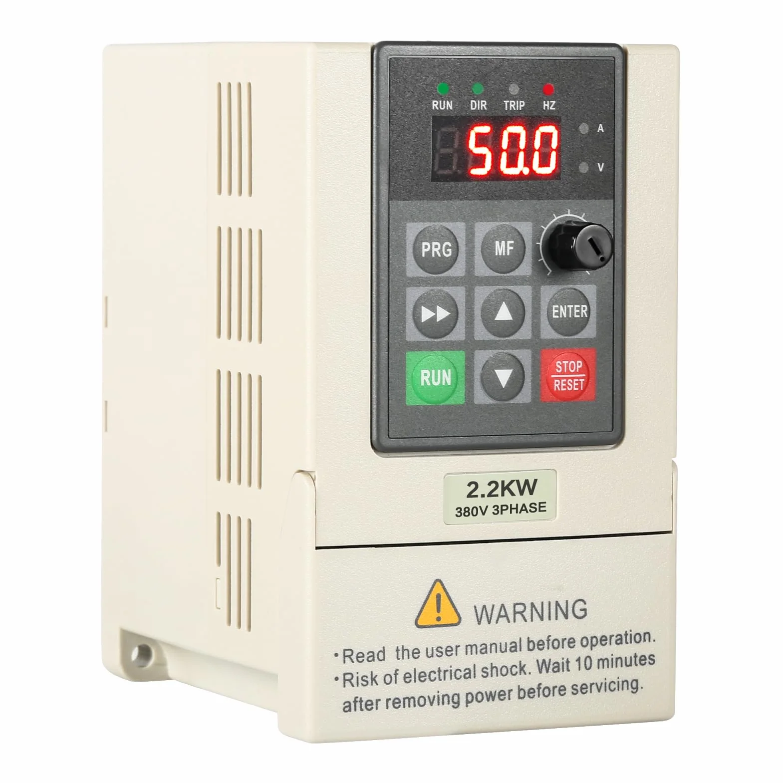 VFD Frequenzumrichter, 380V 2,2 kW Frequenzumrichter 3 Phasen Eingangs Ausgangs 380V zur Steuerung der Motordrehzahl mit 2M Verlängerungskabel