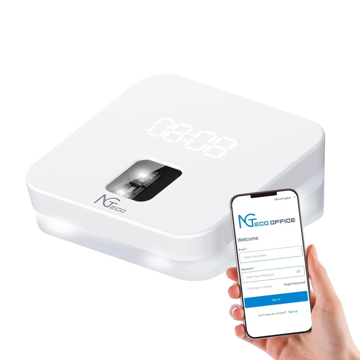 NGTeco TC4 Fingerprint-Stempeluhr für KMU, Zeiterfassungsuhr Cloud-basiert, anpassbare Regeln, mit Fernsteuerungssoftware & iOS/Android App