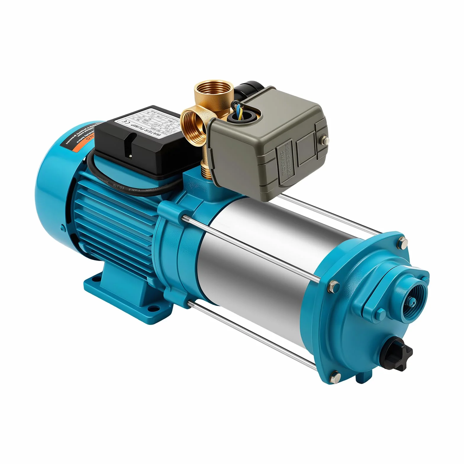 Gartenpumpe Selbstansaugend, Profi Kreiselpumpe 1300W 9,8 bar, Wasserpumpe 4000 L/H, Edelstahlpumpe für Hauswasserwerke, IP 44 Schutzklasse, Zur Bewässerung des Garten/Rasen/Landwirtschaftliche