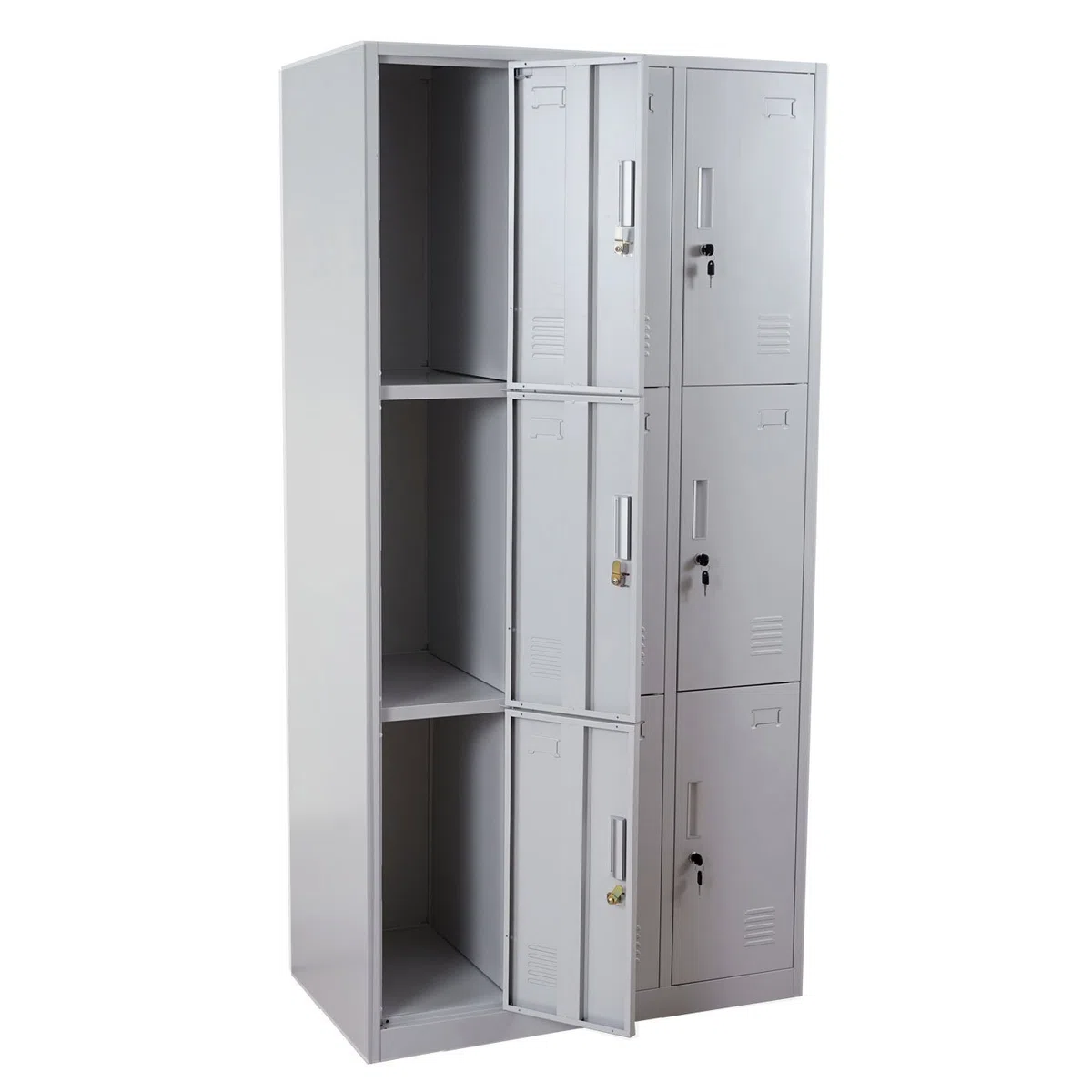 Schließfach Boston T829, Schließfachschrank Wertfachschrank Spind, Metall 9 Fächer - grau