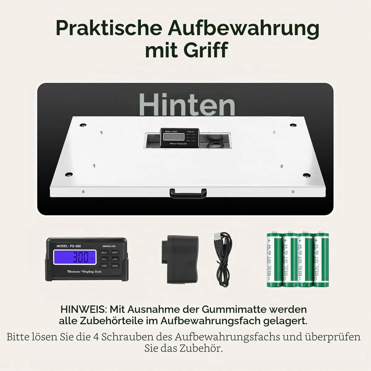 Bonvoisin 500kg Tierwaage für Veterinär & Nutztiere, Tara- & Hold-Funktion | Große Edelstahl-Plattform 103x53cm mit rutschfester Matte, Fern-Display & Dual-Stromversorgung für professionelles Tierwiegen