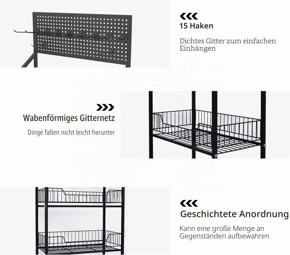 Süßigkeiten-Ausstellungsständer für den Einzelhandel, 5-stufiger Snack-Ausstellungsständer aus Metall, kommerzielles Snack-Regal für Supermärkte mit Rädern und 15 Haken,Schwarz,5 Tier