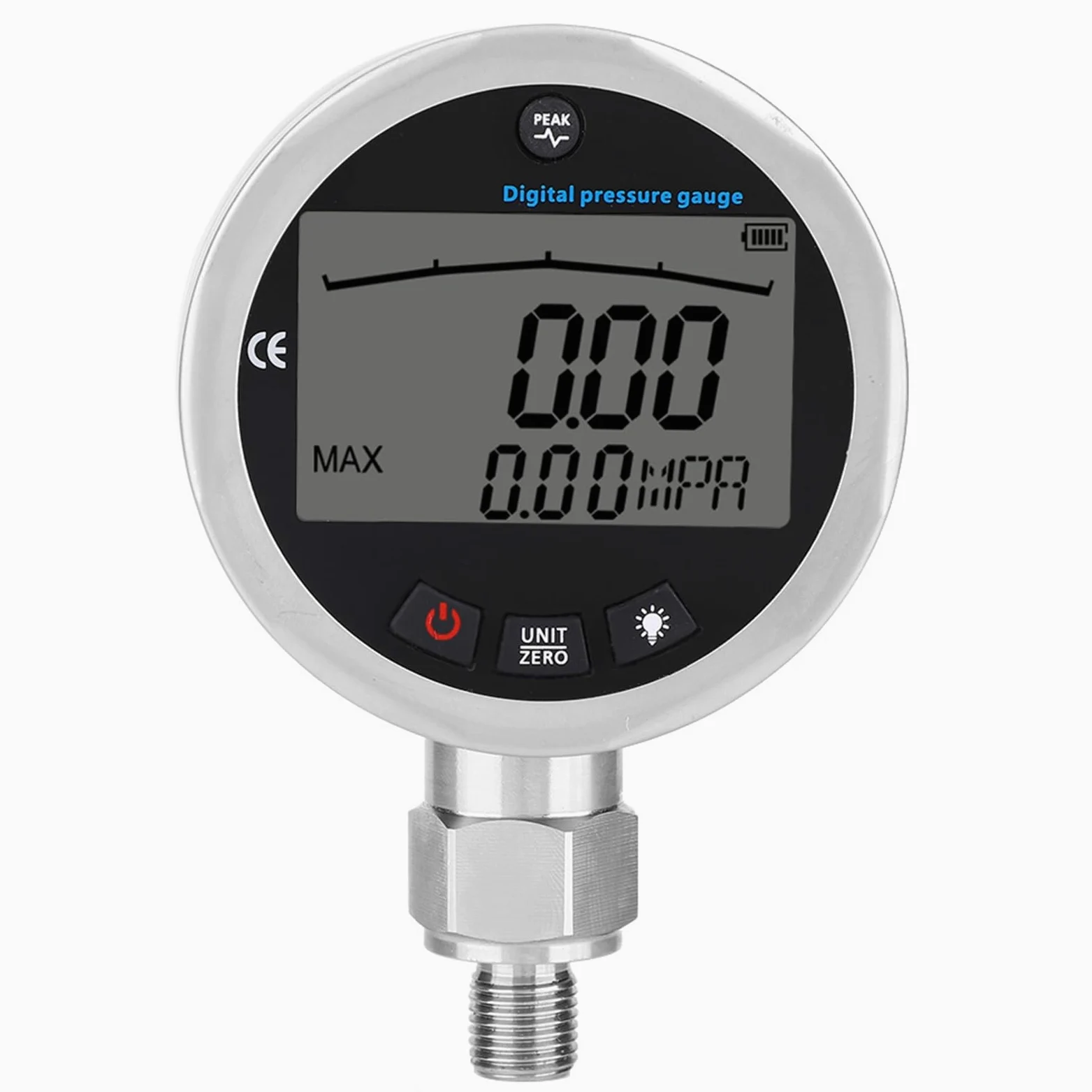 Digitaler hydraulischer Edelstahl-Messgerät mit LCD-Anzeige 400BAR 0-40Mpa 10000PSI mit G1 / 4-Anschluss
