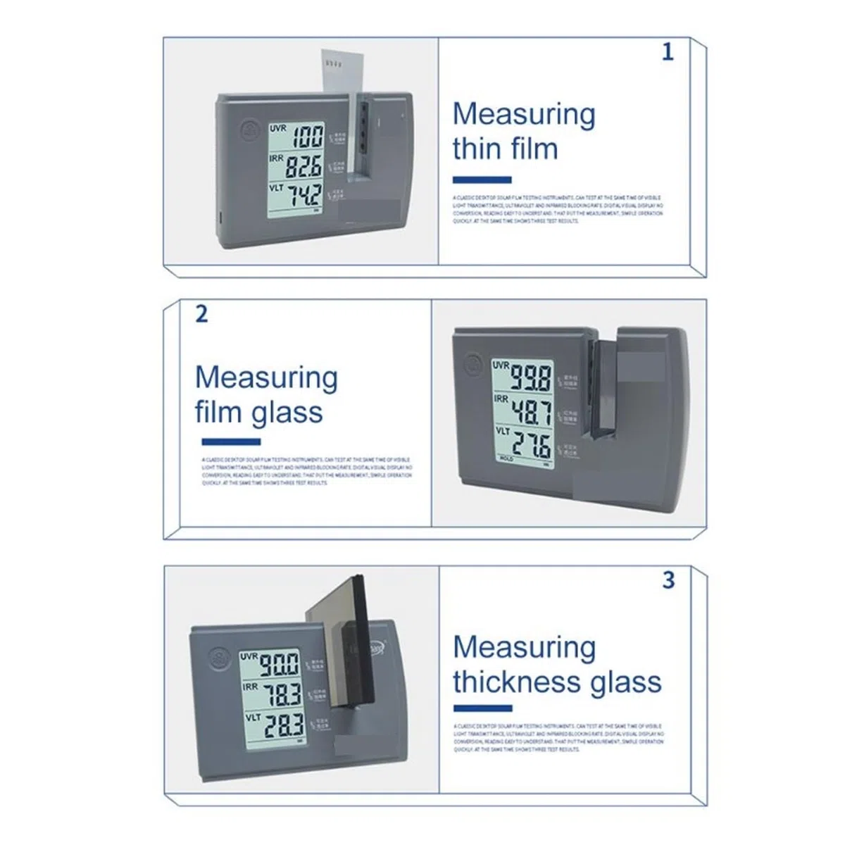 Fenstertönungsmessgerät, Solarfolien-Transmissionsmessgerät, VLT UV-Unterdrückungstester LS101 Tönungs-Solarfolien-Transmissionsmessgerät Hohe Präzision