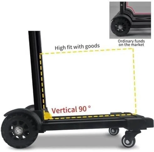 Zusammenklappbarer Sackkarren-Transportwagen, leichter tragbarer Wagen mit 4 drehbaren Rädern for Reisen, Einkaufen, Umzug, Büronutzung, robust, leicht zu tragen, kompaktes Design