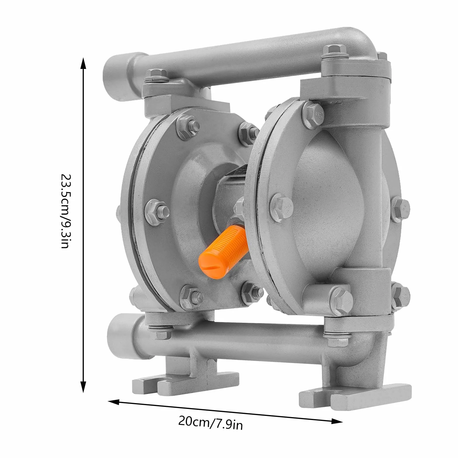 Druckluft Membranpumpe 0-1m³/h Luftbetriebene Membranpumpe mit Anti-Rutsch-Abdeckung Luftpumpe Membran (Auslass-Durchmesser: 15mm/0.59in, Lufteinlass-Außendurchmesser: 8mm/0.315in)