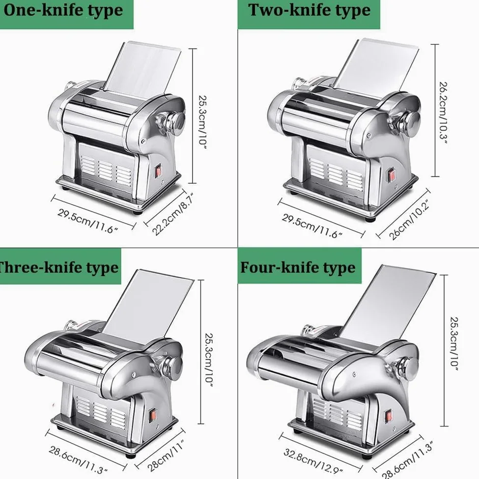 Nudelschneidermaschine - Elektrisches Edelstahlgerät zur Herstellung von Knödeln und Nudeln mit einstellbarer Dicke von 0,3 mm bis 4 mm