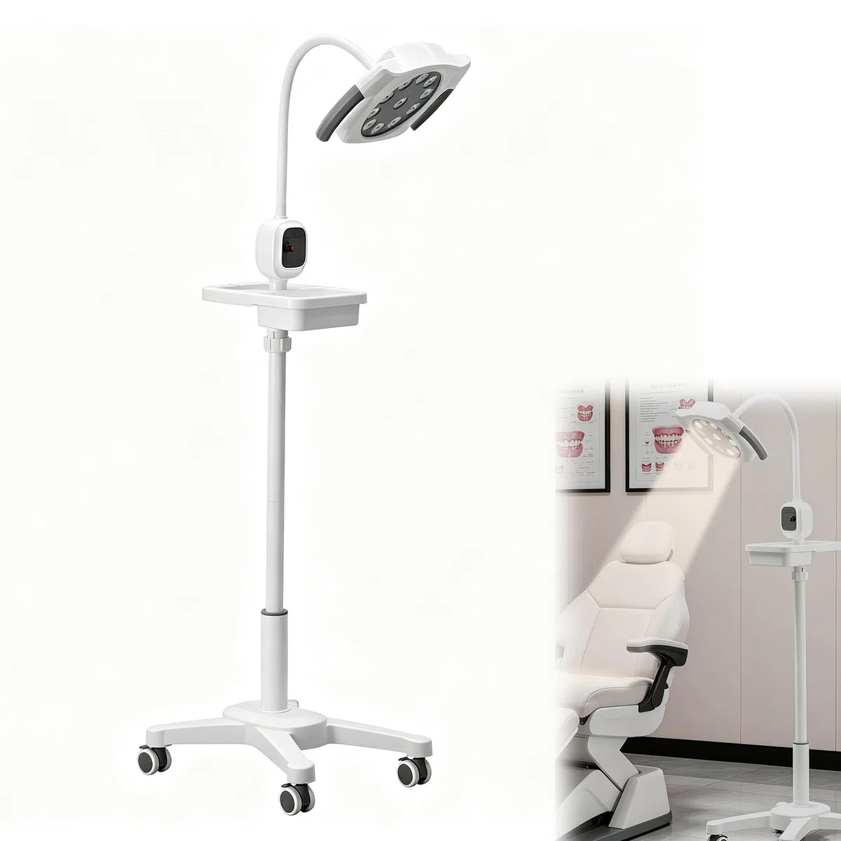 LED Medizinische Untersuchungsleuchte, Mobile Stehlampe Mit Flexiblem Arm, Chirurgische Untersuchungslampe Mit Einstellbarer Helligkeit Für Gynäkologie, Zahnmedizin, HNO Und Ambulante Kliniken