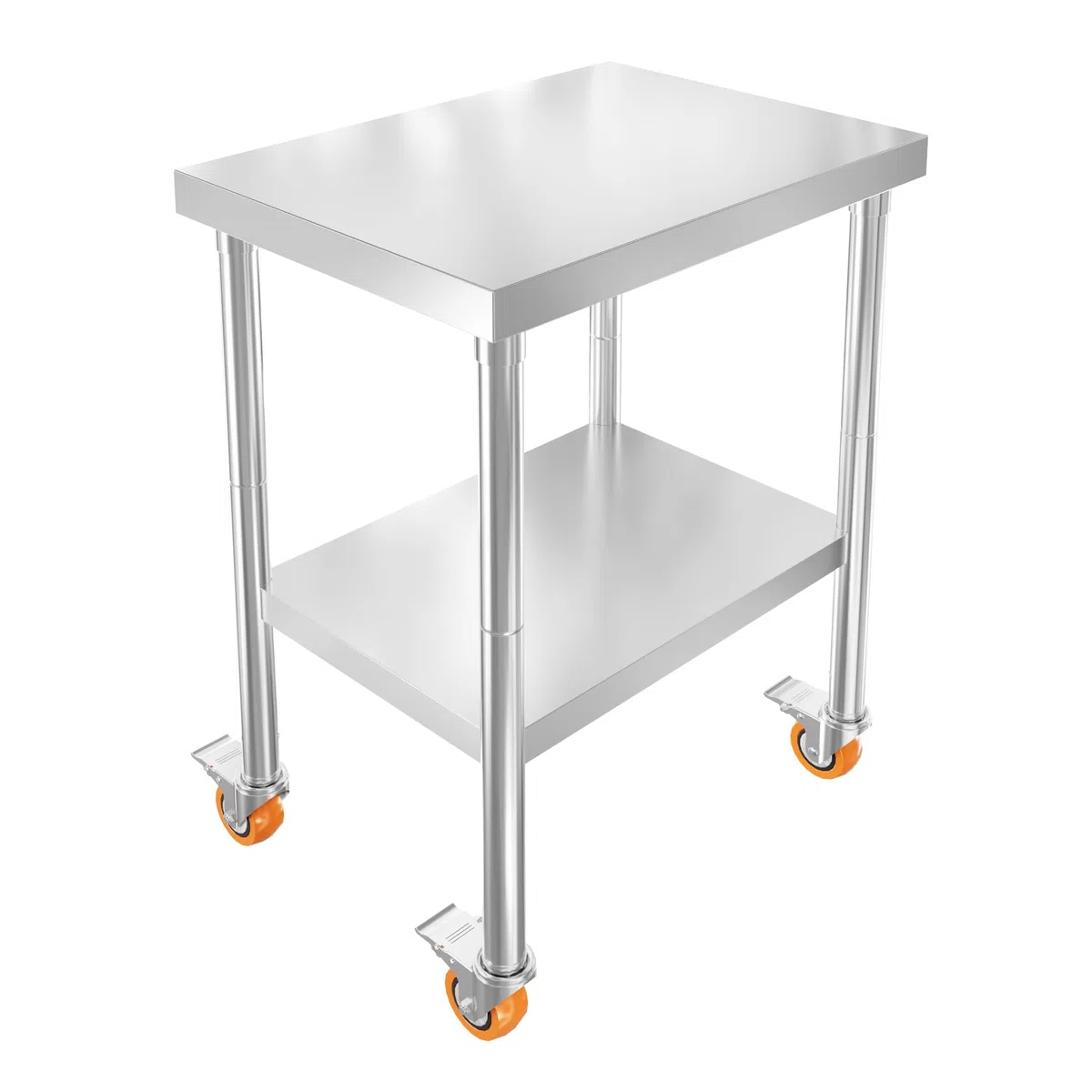YUENFONG Edelstahltisch Arbeitstisch 61x60x85cm Mobile Küchentisch Servierwagen Catering-Arbeitsplatz mit Rollen und Speicherschicht für Küche, Restaurant, Hotel, Outdoor-Aktivitäten, Silber
