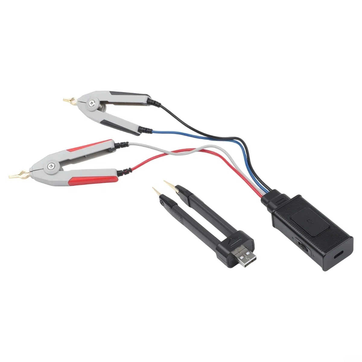 LCR-Messgerät LCR-ST2 Mit Klemmzange Für SMD, 2-in-1 Digital LCR ESR Tester Mit 1,47-Zoll Farbdisplay, Messung Von R/C/L/Diode Bis 30V, 5 Frequenzen 100Hz-100kHz, Scan-Funktion, 300MAh Für Akku, Typ-C
