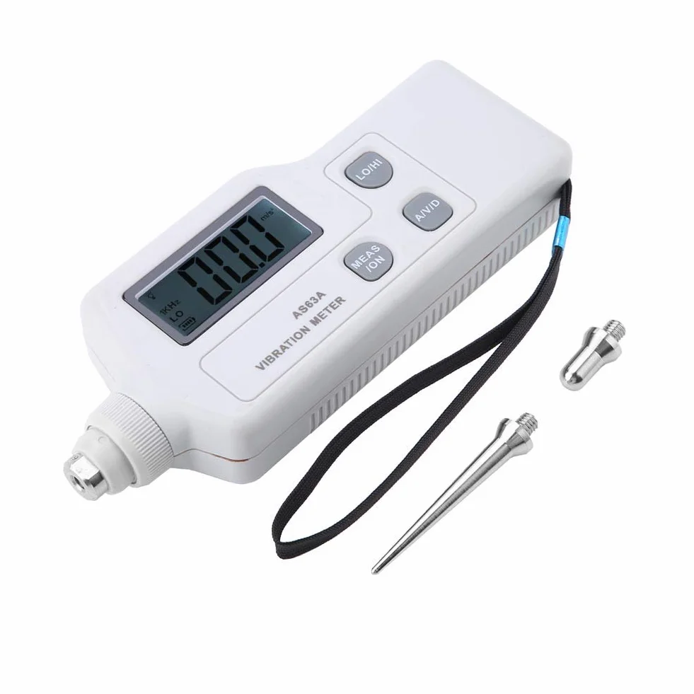 SMART SENSOR AS63A LCD-Display-Vibrationsmessgerät mit 3 Ausgangsdesigns für Frequenzauswahl und Genaue Messung, Visuelle Anzeige von Wert und Status, Anzeige bei Geringem
