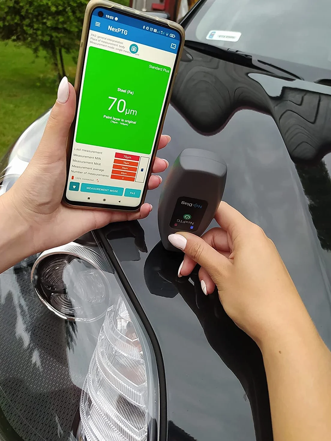 NexPTG Standard Lackdickenmesser Auto mit App für iOS & Android | Professionelles Lackschichtdickenmessgerät & Lackprüfgerät | Lacktester