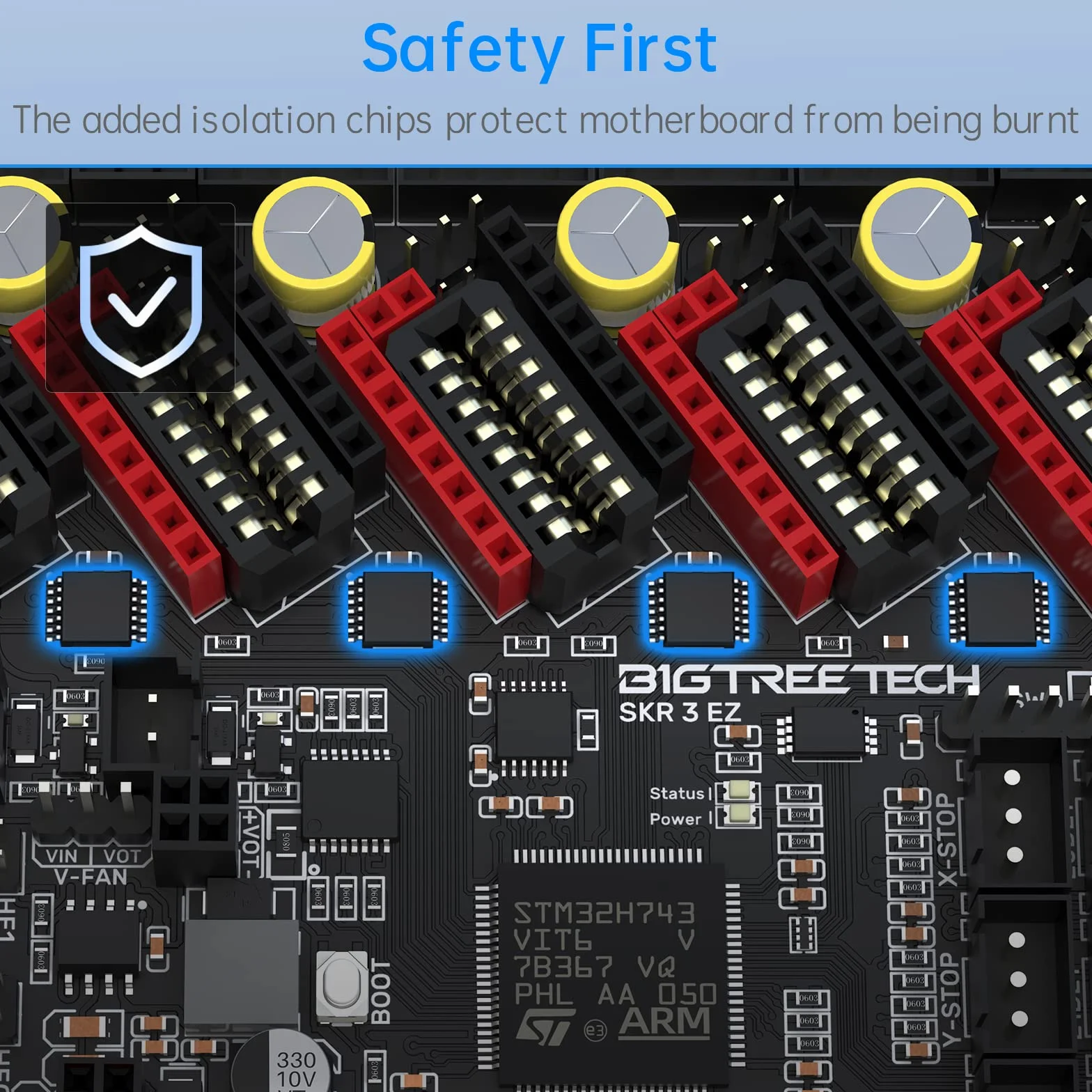 BIGTREETECH SKR 3 EZ Mainboard Silent Motherboard 48 V Hochgeschwindigkeitsdruckunterstützung Marlin & Klipper Firmware Kompatibel mit EZ2209 TMC5160 TMC2209 Treiber für 3D-Drucker-DIY-Steuerplatine