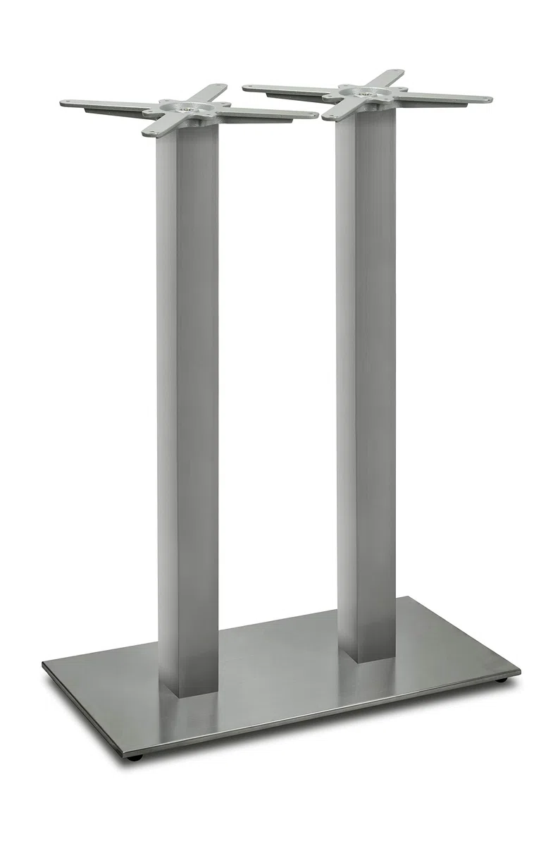 Doppel-Stehtischgestell Tischbein Edelstahl | Premium | PD7592inox/110 | INOX | Stehtisch | H 108 cm | 32 kg | Bodenplatte: 75x40 cm | max. Tischplattengröße 130x70 cm
