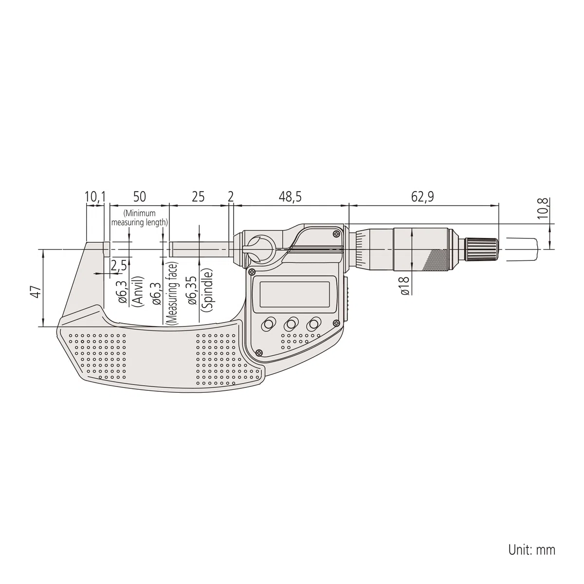 Mitutoyo 293-242-30 Digimatic Bügelmessschraube | 0,001 mm, Datenausgang, IP65