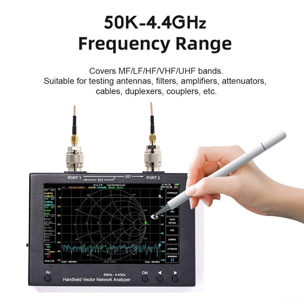Tragbarer VNA-Handanalysator, 50 kHz bis 4,4 GHz, SV4401A, 17,8 cm LCD-Bildschirm, 100 dB, dynamisches RF-Testmodul für Tuning