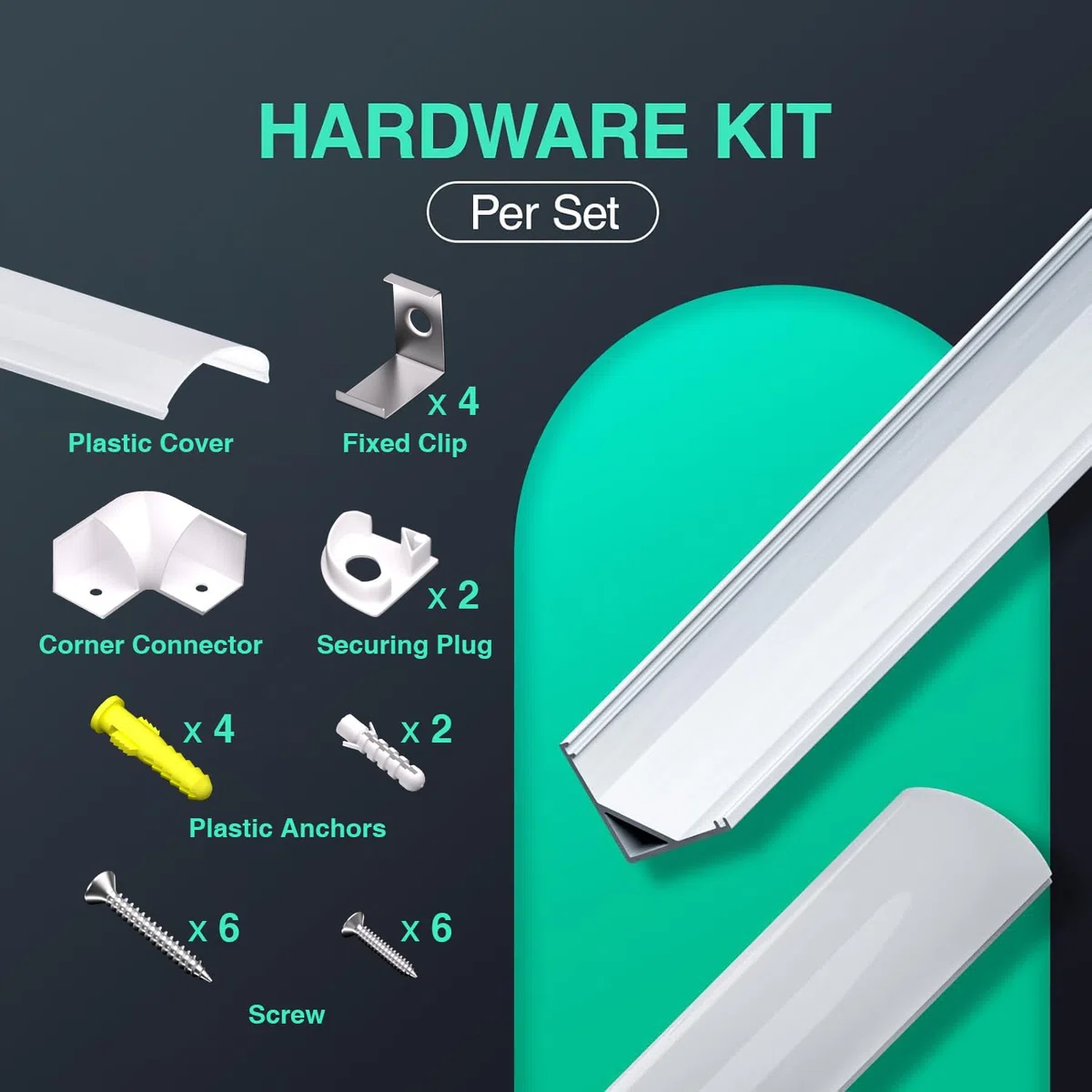 LED Eckprofil 2m x 5Stück V-Form 90 Grad Aluminium Schiene inkl. Diffusor und Halterung LED Aluminium Profil für Led-Streifen bis 10mm, Kanal für Ecke, Treppe, Schrank