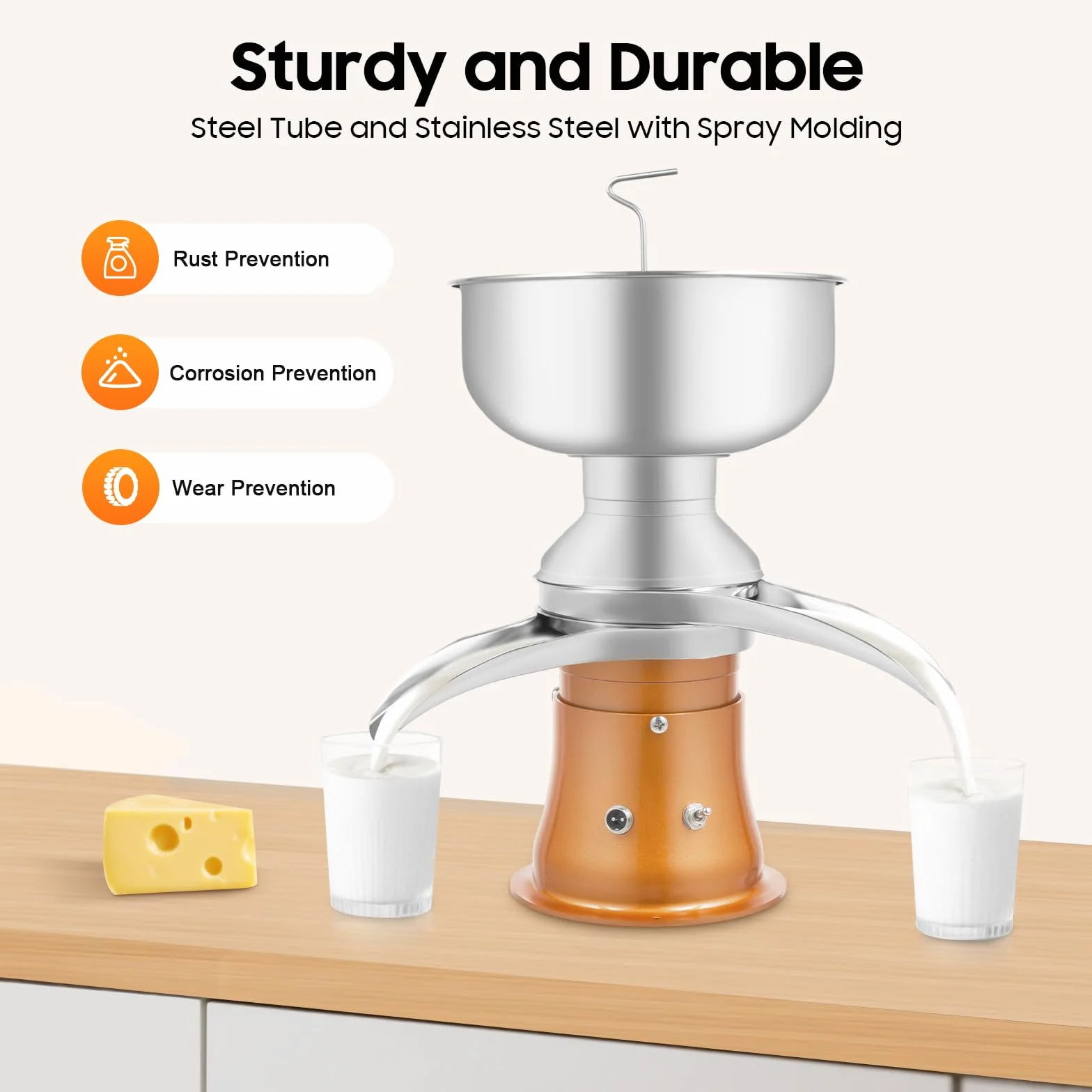5L Elektrische Milchzentrifuge Separator, 50L/H Milch Zentrifuge Milchseparator Milchcreme Separator, Milch Sahne Zentrifugal Separator Rahmzentrifuge Zentrifuges Trennmaschine mit Milchtank