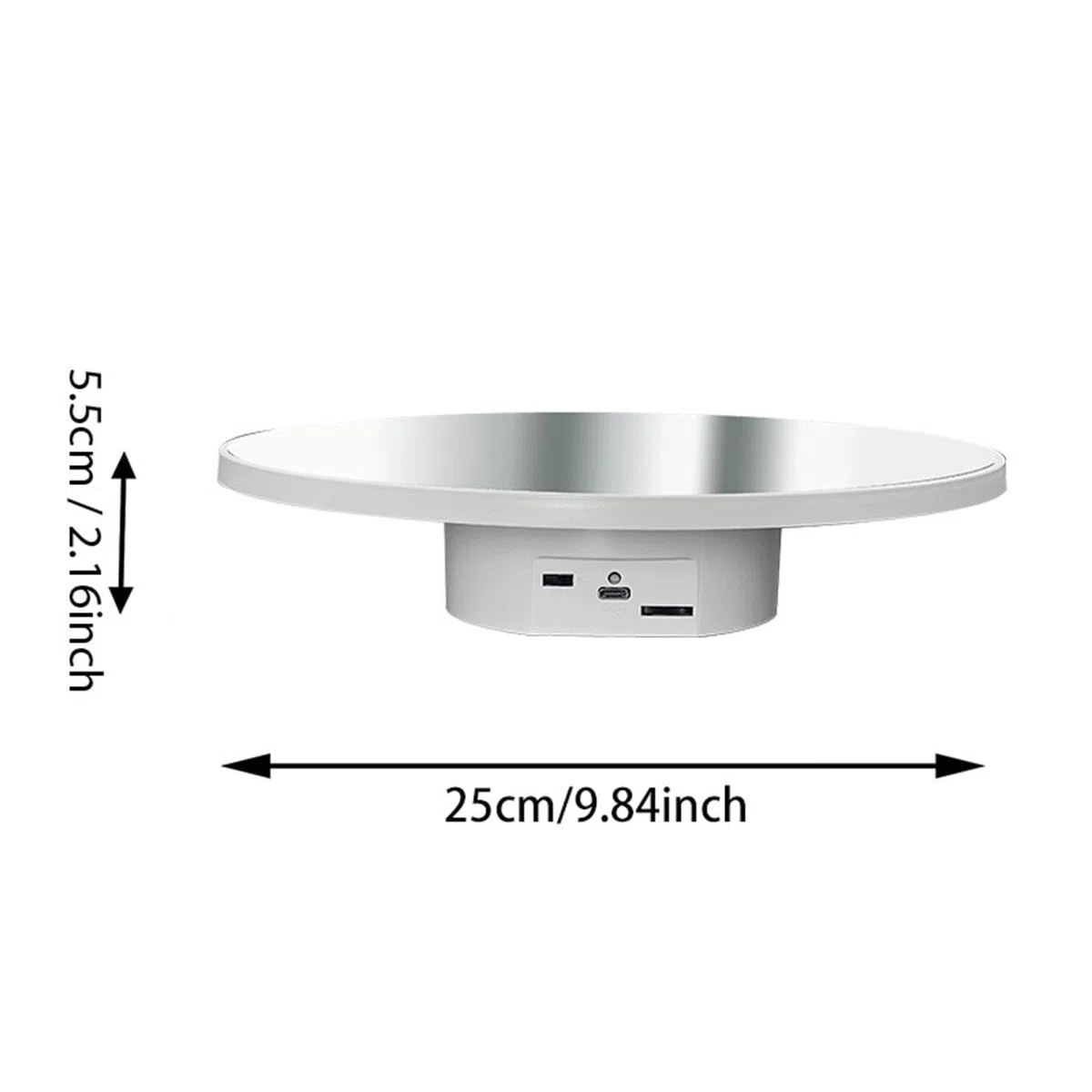 Oshhni Motorisierter elektrischer Drehteller, automatisches Präsentationstablett für Geschenke, Mehrzweck, drehbarer Drehteller für die, 25 cm Weiß