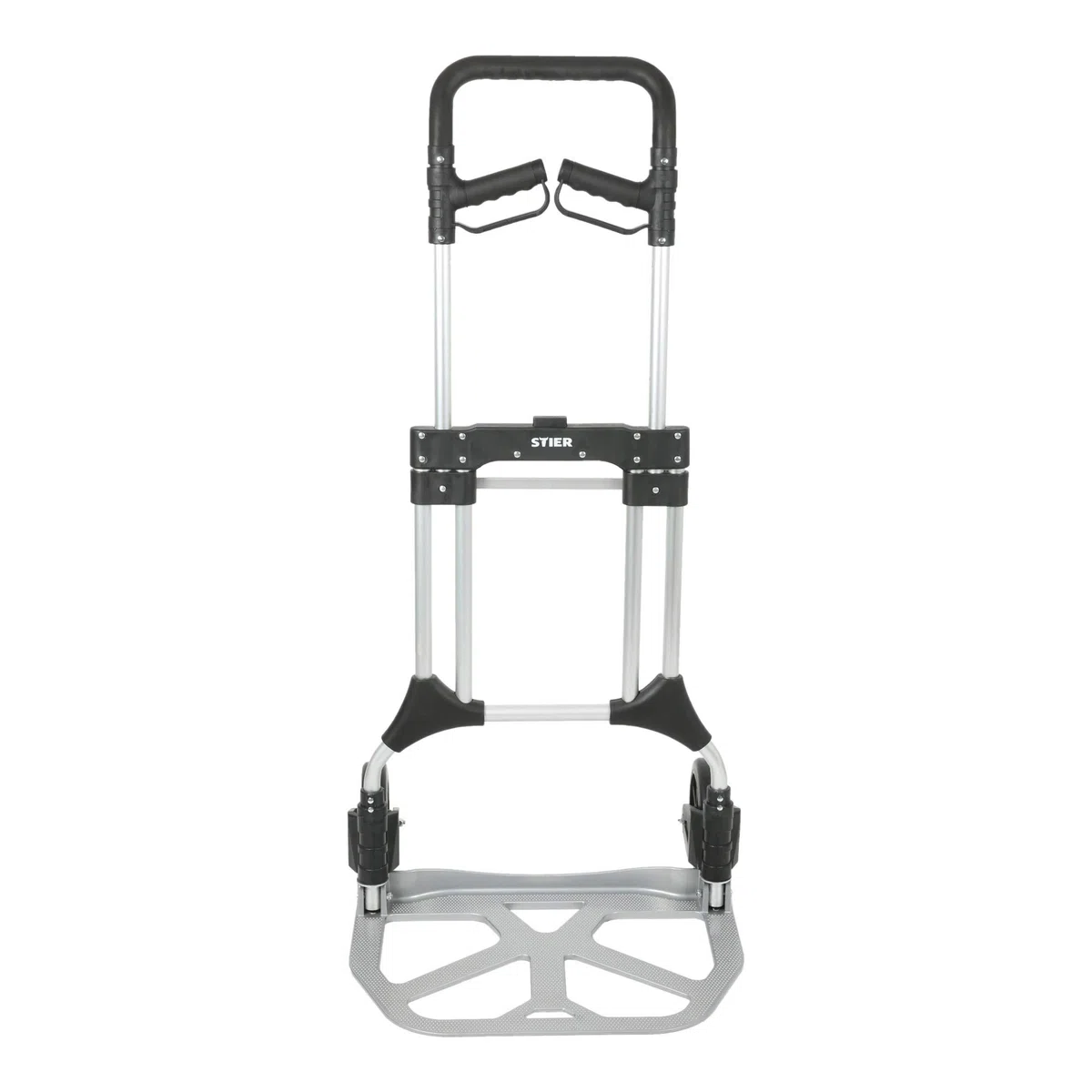 STIER Sackkarre Premium klappbar, Aluminium Transportkarre, Belastbarkeit bis 200kg, Stapelkarre zum Transportieren, Vollgummi-Bereifung, Griff stufenlos höhenverstellbar