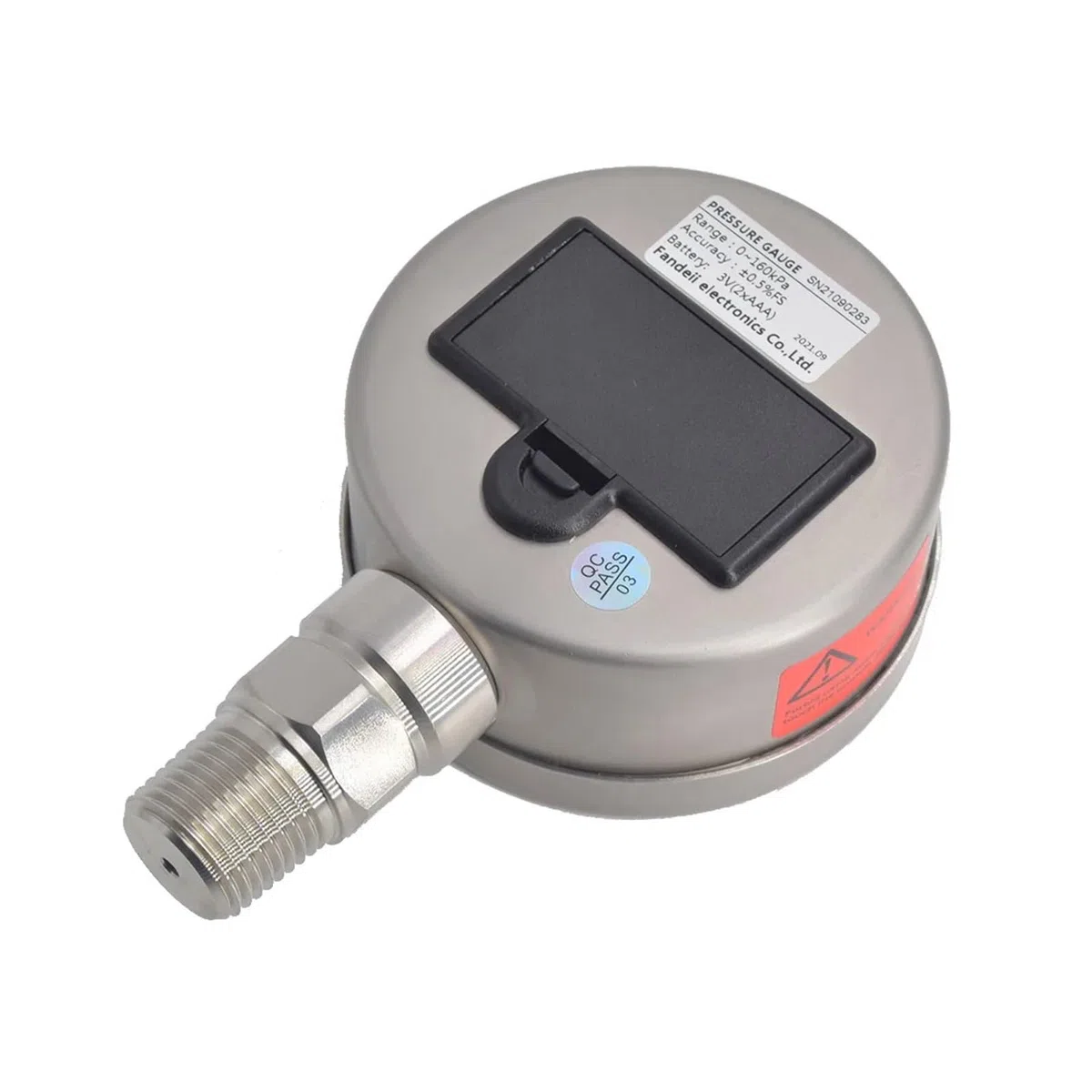 Druckregler, Digitales hydraulisches Manometer mit Temperaturmembran 316L LCD-Edelstahl-Gas-Flüssigkeitskraftstoff-Manometer(G1-4,-25KPa-25KPa)