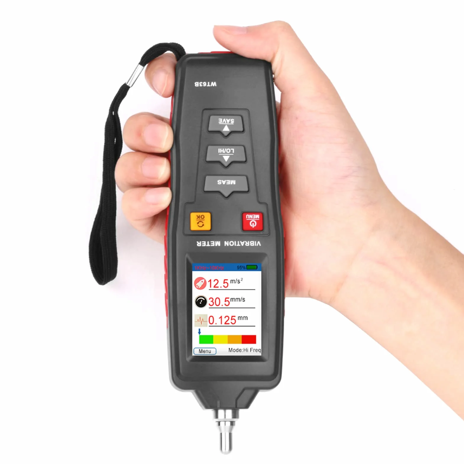 Jadeshay WT63B Vibrationsmesser, Digitales Vibrationsmessgerät, Handvibrometer, Beschleunigungsgeschwindigkeits-Verschiebungstester