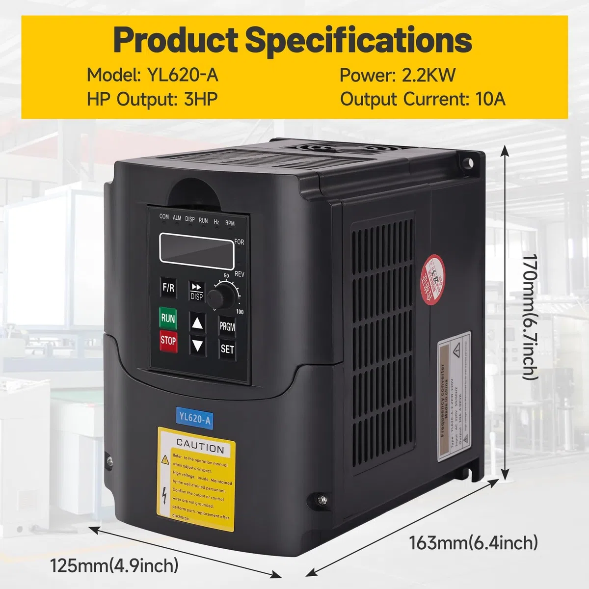 Yofuly VFD Frequenzumrichter Controller 220 V 2,2KW 3 PS Variable VFD Drehzahlregler Wechselstrommotor CNC VFD Umwandler für Motordrehzahlregelwelle YL-Serie (2,2KW, 220 V)