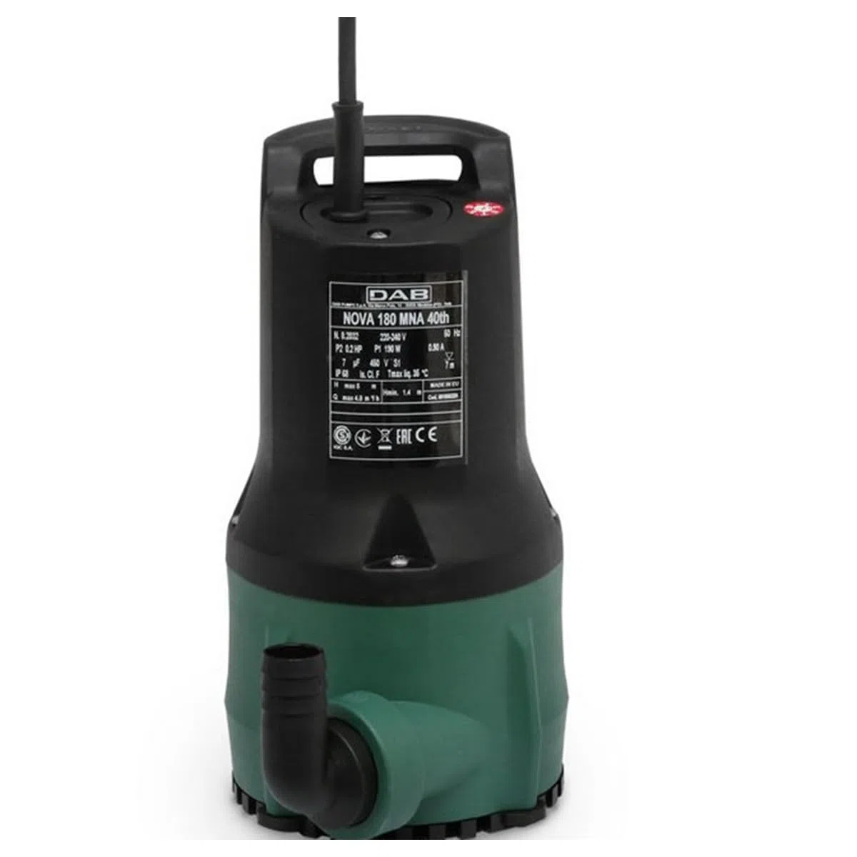 DAB Nova 180 M-NA Tauchpumpe - 4.800 L/Std. - 190W - Korngröße 5 mm - Förderhöhe 4,9 m - Tauchwasserpumpe