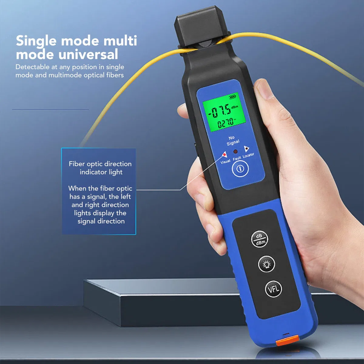 Optical Fiber Identifier, Glasfaser Identifikator Optische Faser Identifier Gebaut mit 10KM VFL,800-1700nm Optischer Leistungsmesser optisches Kabeltester, 10 Km Messentfernung