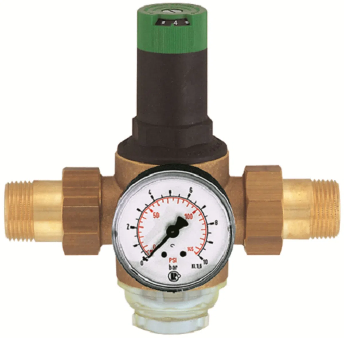 Braukmann Honeywell D06 F Druckminderer Druckregler Membrandruckregler Druckregler für Trinkwasser, DVGW-geprüft, inkl. Manometer, Klarsichtsiebtasse 1/2" - 2" (1")