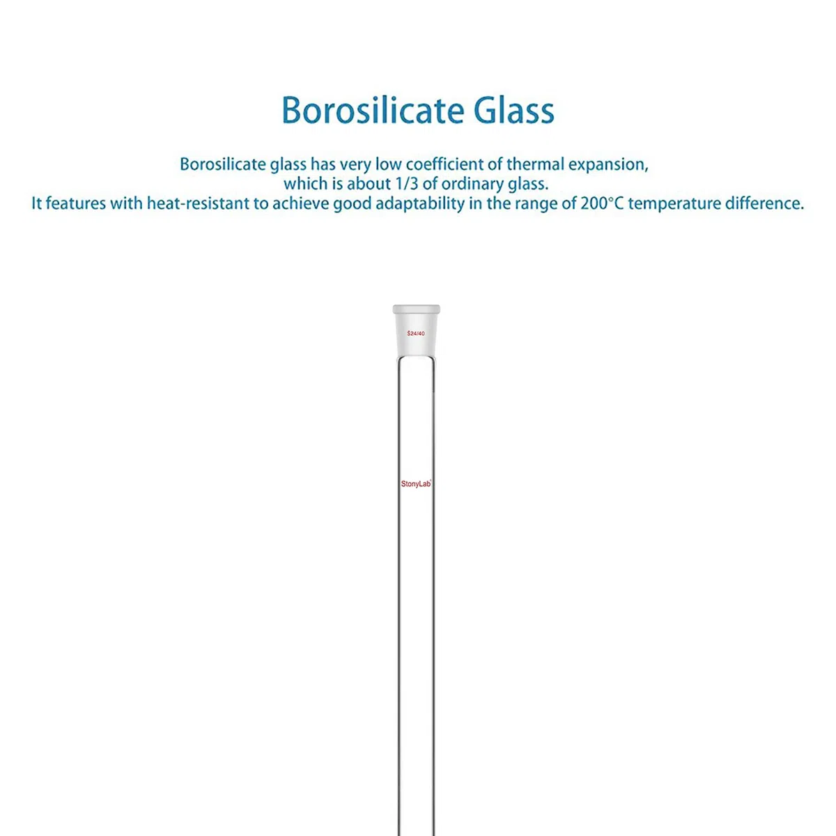 stonylab Chromatographiesäule, Innendurchmesser 25,4 mm, Effektive Länge 457 mm, G2 Sandstopfen, Standardkonus 24/40, Borosilikatglas, für hochpräzise Flüssigtrennung und Laboranwendungen