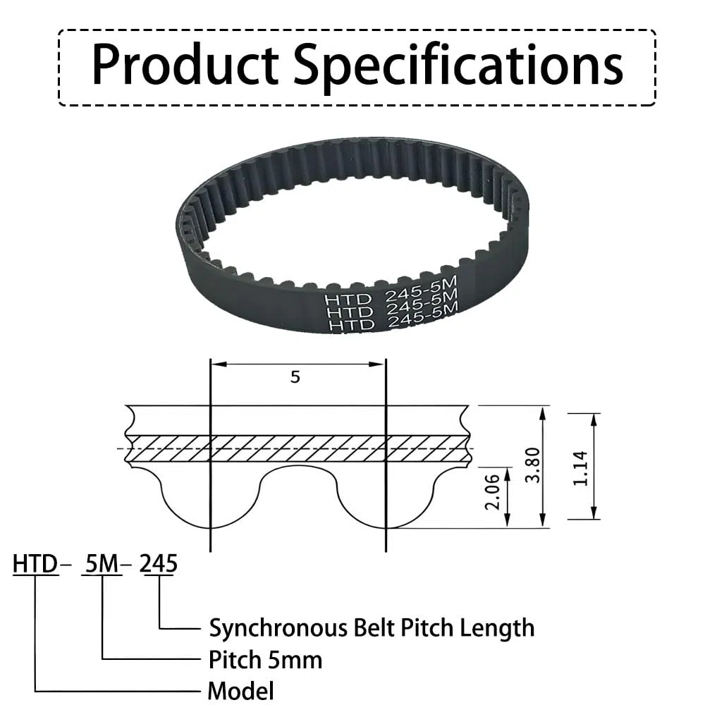 1x HTD1575-5M-60mm Zahnriemen mit Glasfaser & Nylon-Zahnflanke – Industrieller Synchronantrieb