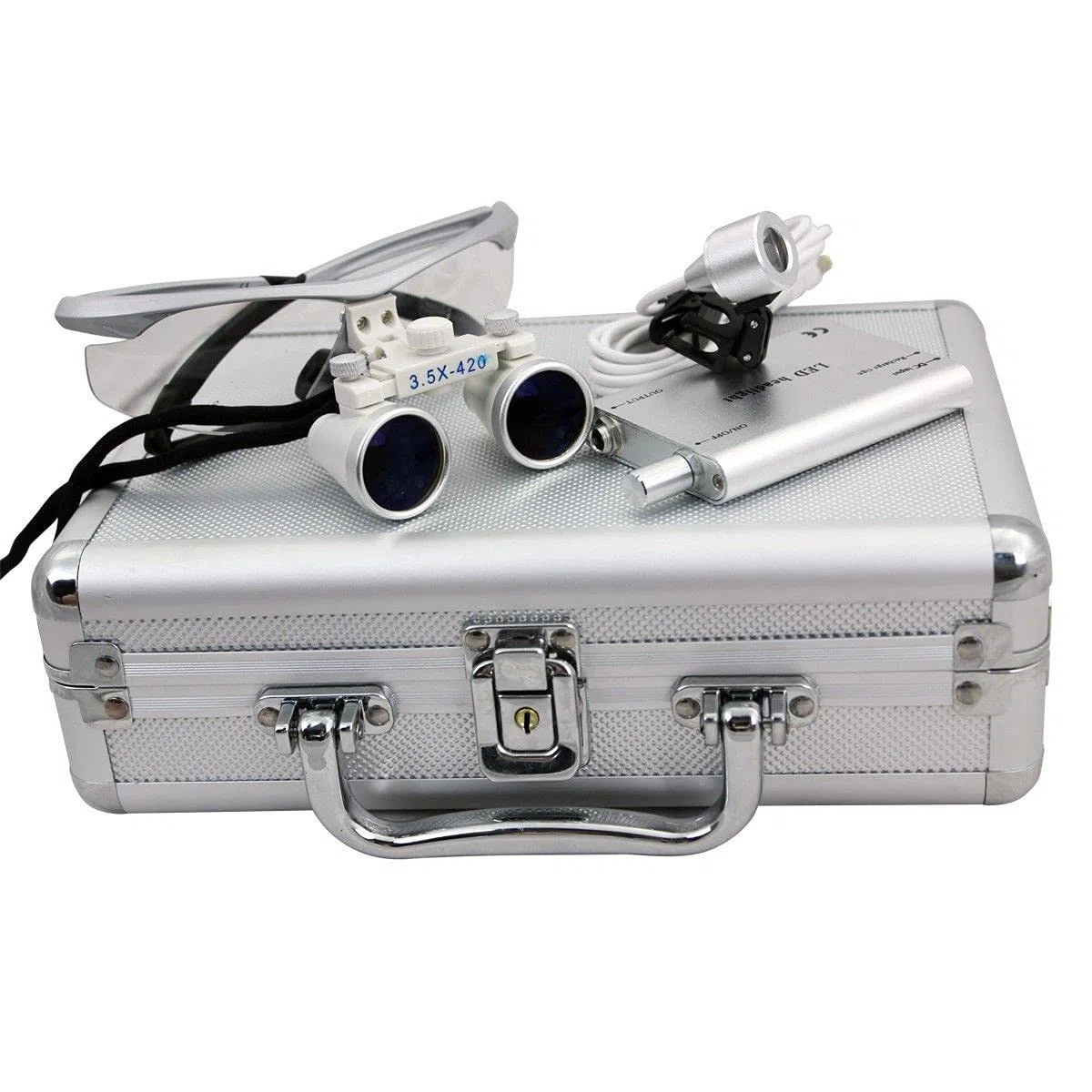 3.5x420mm Zahnarzt Lupenbrille Kopflupe LED Headlampe Dental Loupes