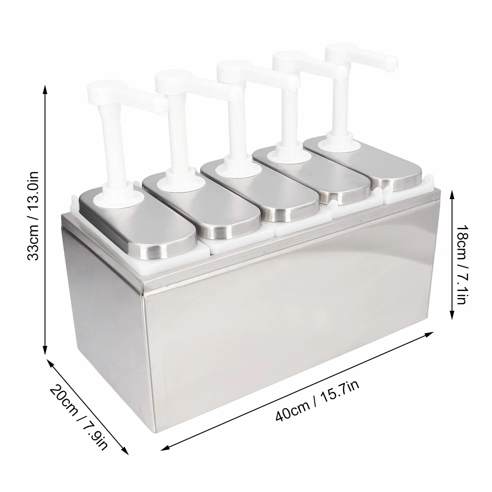 Generic Saucenspender-Pumpe, Langlebiges Küchenwerkzeug für Flüssige Gewürze für Zuhause, Restaurant, Edelstahl in Lebensmittelqualität (5 Pumpen)