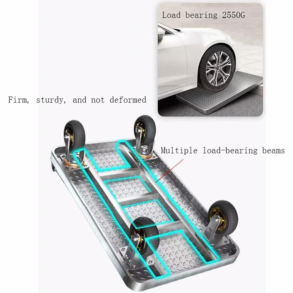Plattformwagen Klappbar 500kg, Transportwagen, Robuster Wagen Zum Bewegen Schwerer Gegenstände, Rollwagen für Lager, Möbel & Haushaltsgeräte(Size:90x60cm)