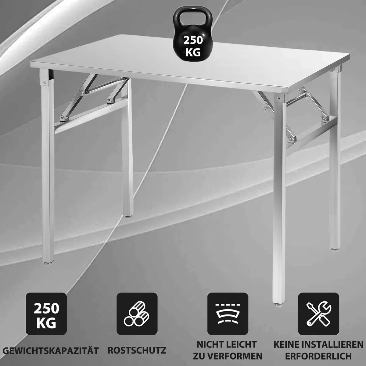 Edelstahl Klappbar Arbeitstisch 120x60cm - Gastronomie Tisch bis 200kg belastbar - Gastro Edelstahltisch Küchentisch - Gastronomietisch klappbar, Klapptisch, Serviertisch - Tisch für Küche