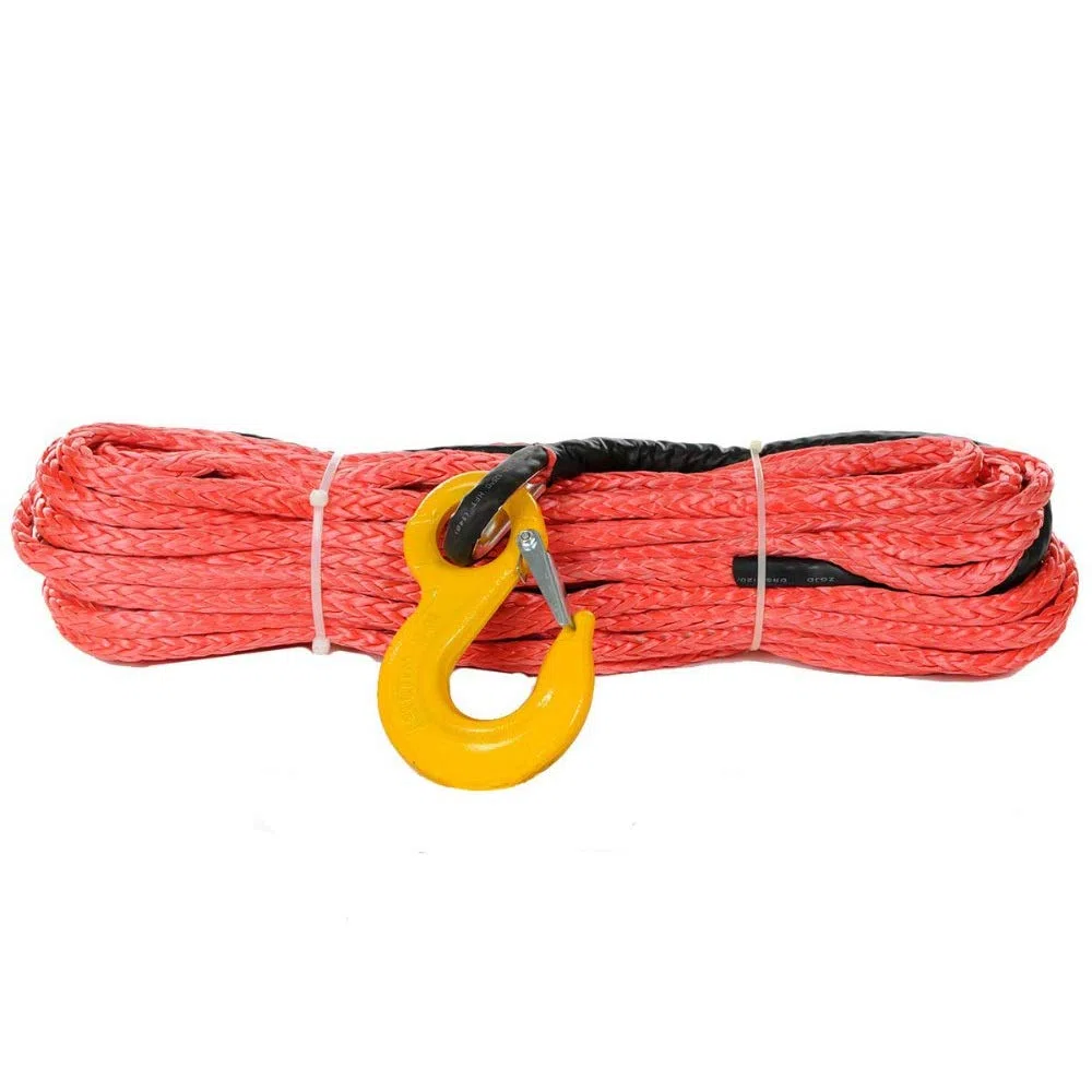 Synthetisches Windenseil 14mm x 40 meter Graues synthetisches Windenseil mit Haken for 4x4 / ATV/UTV/SUV/Offroad Recovery Schutz vor Ausfransen, Abrutschen und Überhitzung(Grey)