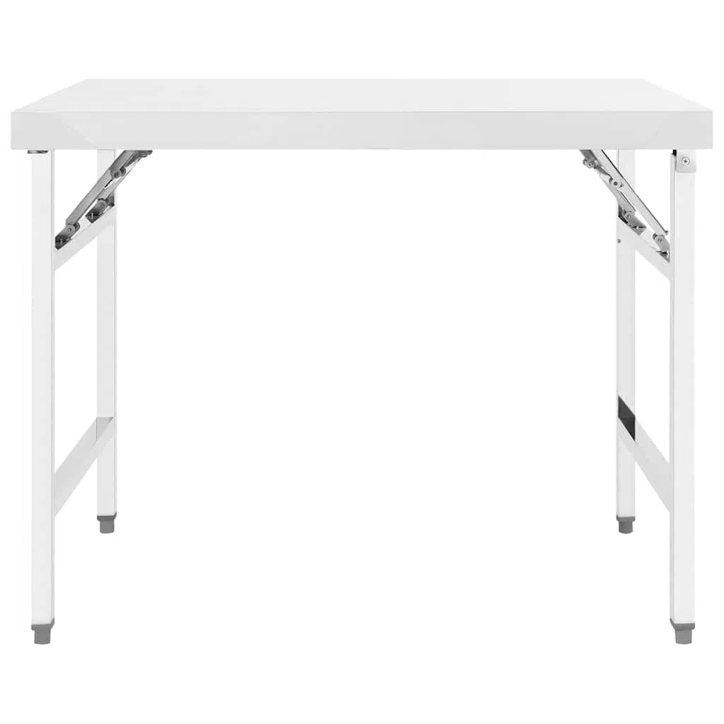 vidaXL Küchentisch Klappbar Gastronomie Gastro Tisch Arbeitstisch Klapptisch Edelstahltisch für Restaurant Kantine 100x60x80cm Edelstahl