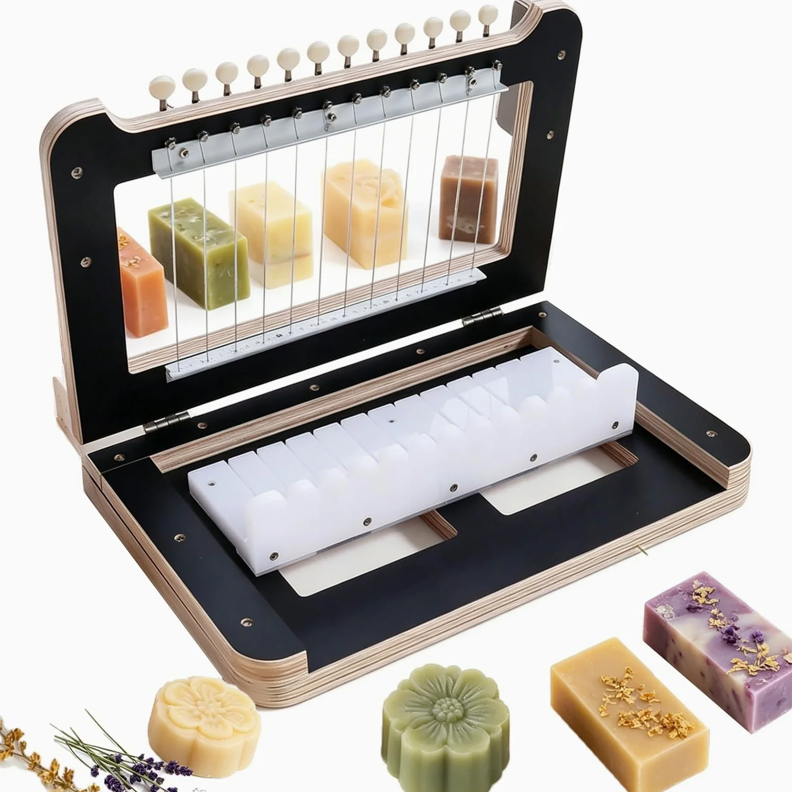 Draht-Seifenschneidemaschine, verstellbar für 1–12 Riegel, 2,5 cm feste Dicke, handgefertigt für Seife, Kerzen, Käse und Butterschneiden, Werkzeug mit hoher Härte