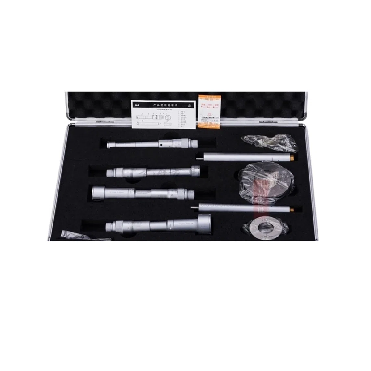 Dreipunkt-Innendurchmesser-Mikrometer Dreipunkt-Innenmessschrauben-Set, 12–20 mm, 20–50 mm, 50–100 mm, mit Einstellringen und Verlängerungsstange (Color : 50-100mm 0.005mm)
