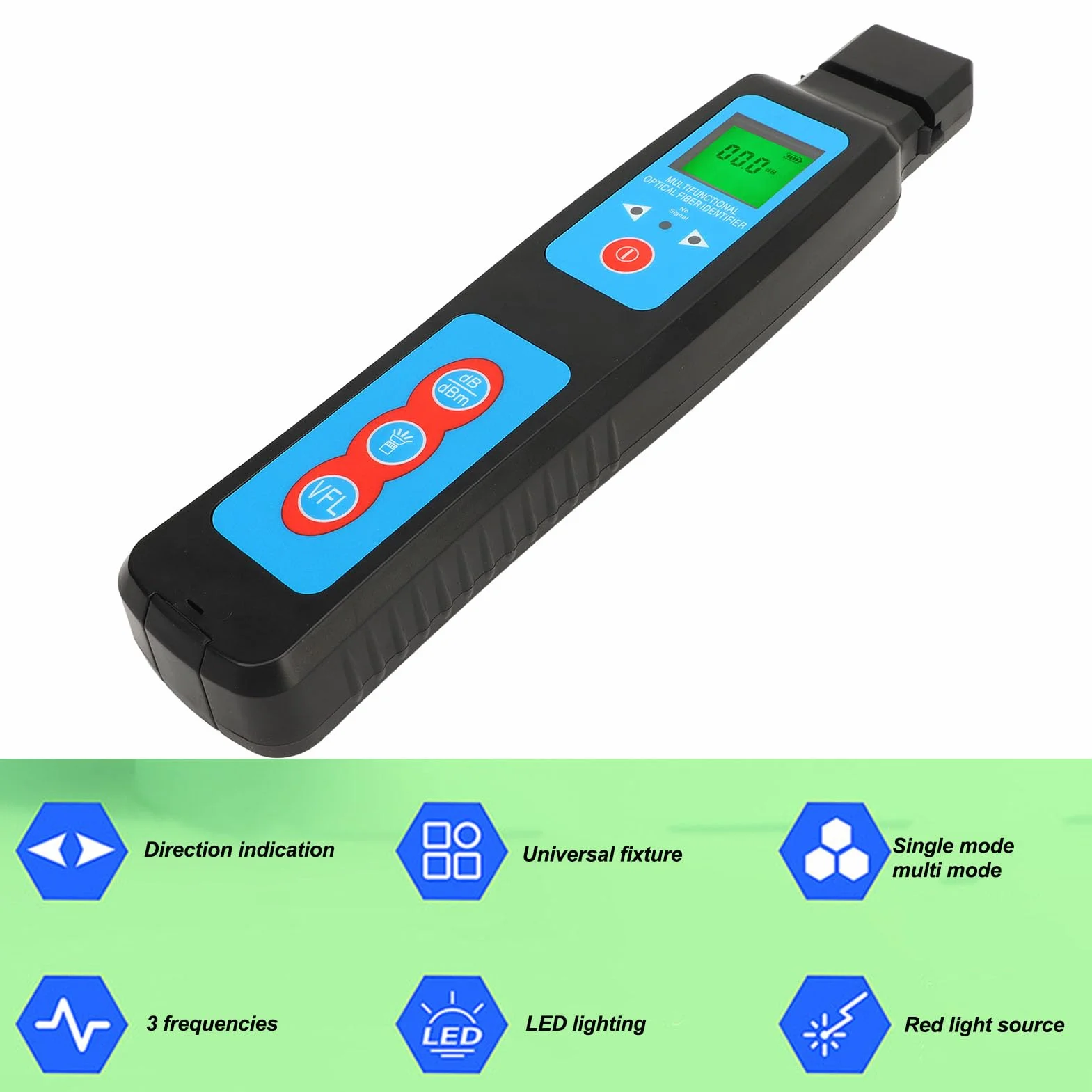 Glasfaser-Identifikator, Glasfaser-Tester, 800–1700 Nm VFL-Rotlichtquelle, 10 Km Reichweite, 270 Hz, 1 KHz, 2 KHz, Optisches Faser-Leistungsmessgerät