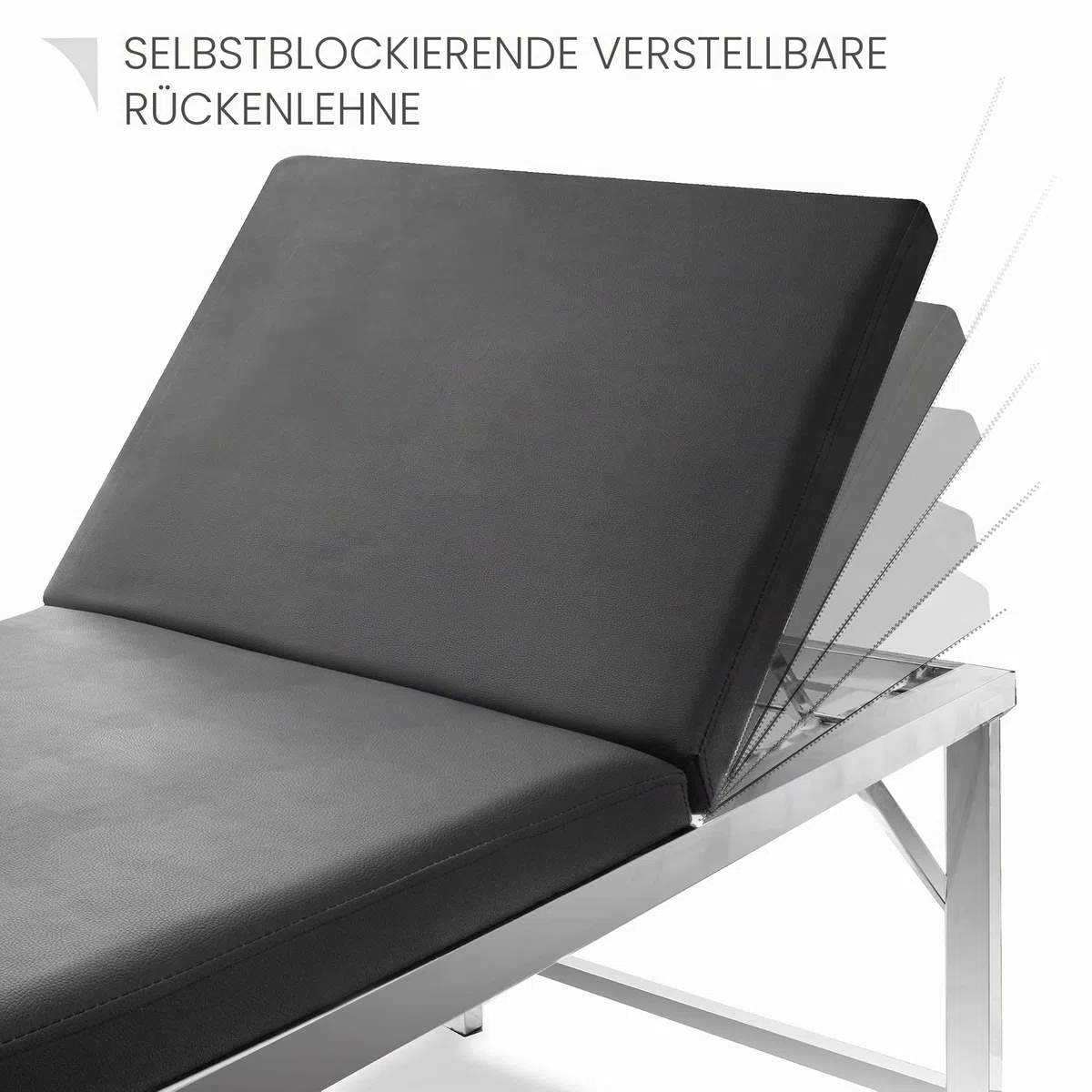 AIESI® Untersuchungsliege medizinische Feuerfeste aus Edelstahl mit 1 Gelenk, Farbe Schwarz mit Toilettenpapierhalter, Belastbarkeit 150 kg, Garantie 24 Monate
