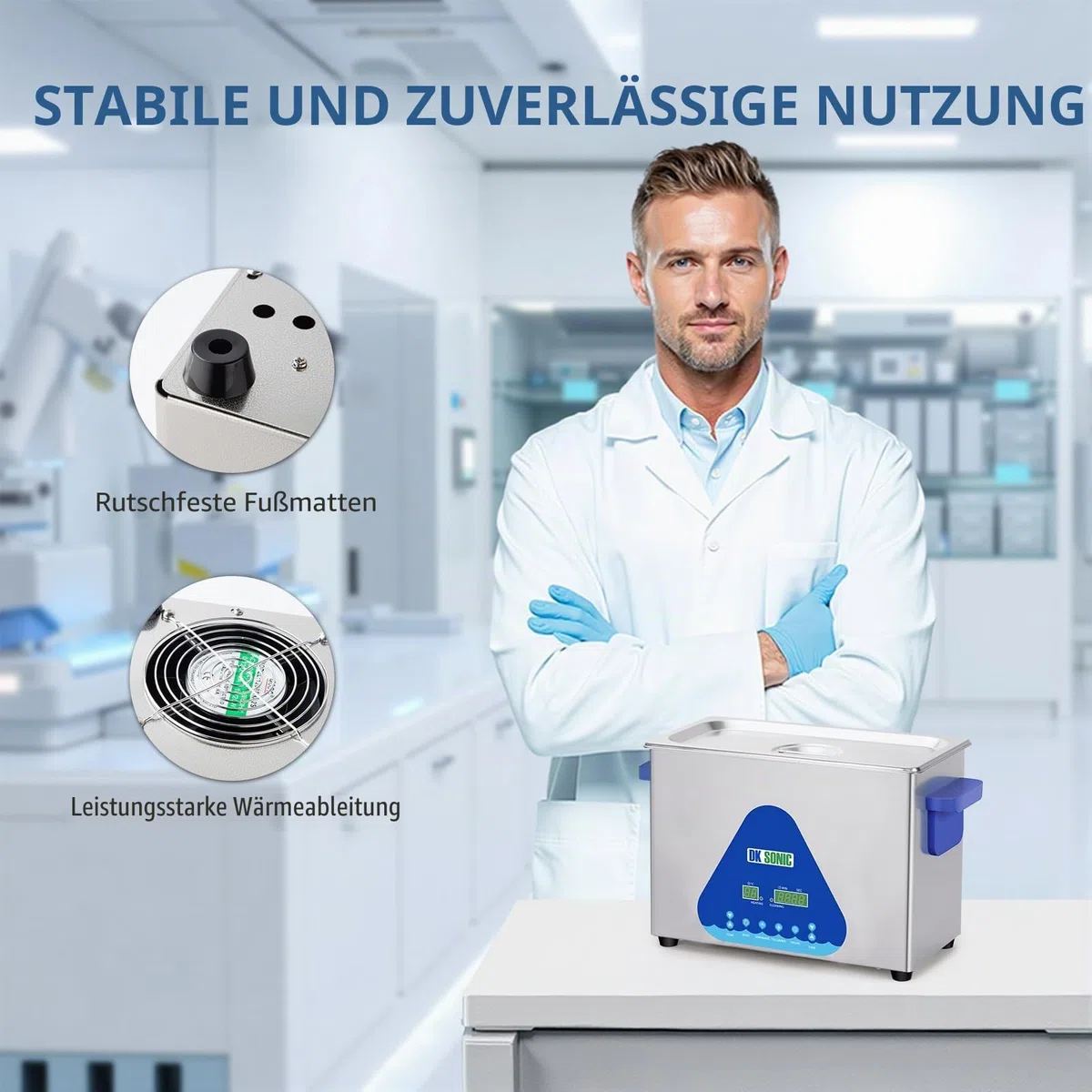 DK SONIC Ultraschallreiniger 4L, 120W Professioneller Ultraschallreinigungsgerät mit Heizung und Timer, Digitaler Steuerung und Korb, Mehrere Funktionen für Schmuck, Brillen, Ketten, Uhren