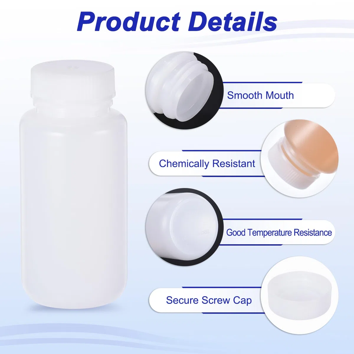PATIKIL 84 Stück 250ml Reagenzflaschen, HDPE Weitmund Rundflaschen Mit Schraubverschluss Für Labor Wasser Reagenzien Flüssigkeiten Feste Proben Lagerung Dicht, Transparent Weiß