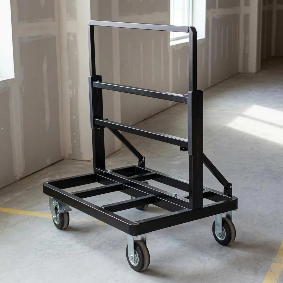 Faltbarer Transportwagen Glaswagen Plattenwagen Plattformwagen aus Stahl mit Klappbarer Basis Hohem Schiebegriff Und 8-Zoll-rädern mit Bremse