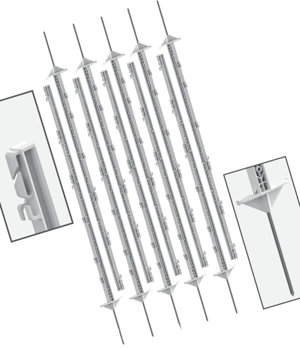 Weidezaunpfähle 125cm weiß 20 Stück Pack Doppeltritt (105cm über Boden) - stabile Konstruktion