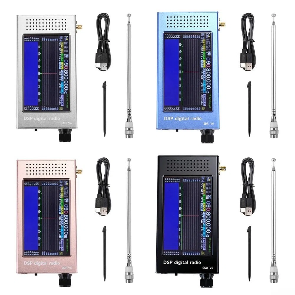 SDR-V6 Kurzwellenempfänger mit 4,3 Zoll Touchscreen, 100kHz-149MHz Vollband DSP-Radio, Aluminiumgehäuse, 3000mAh Akku für Amateurfunk und Flugband(Blue)