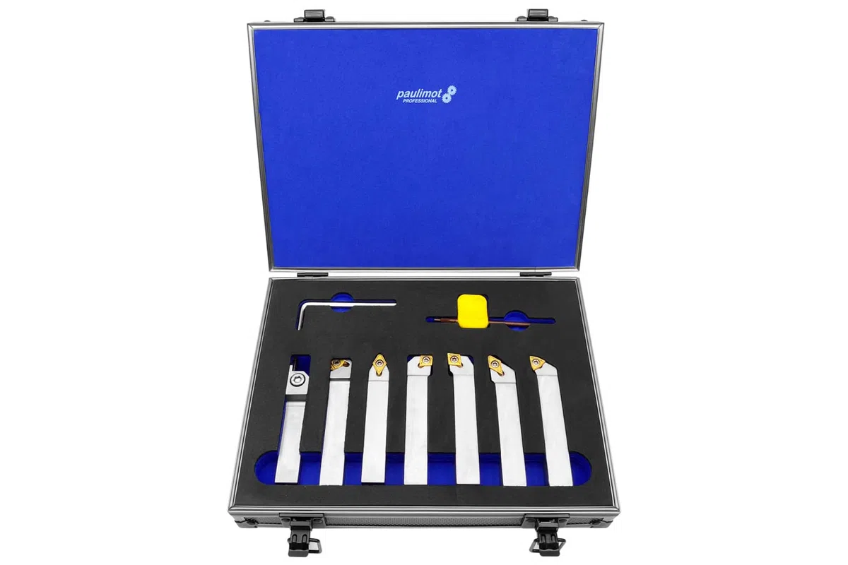 PAULIMOT Drehmeißel-Set mit Wendeplatten, vernickelt, 16 mm, 7-teilig
