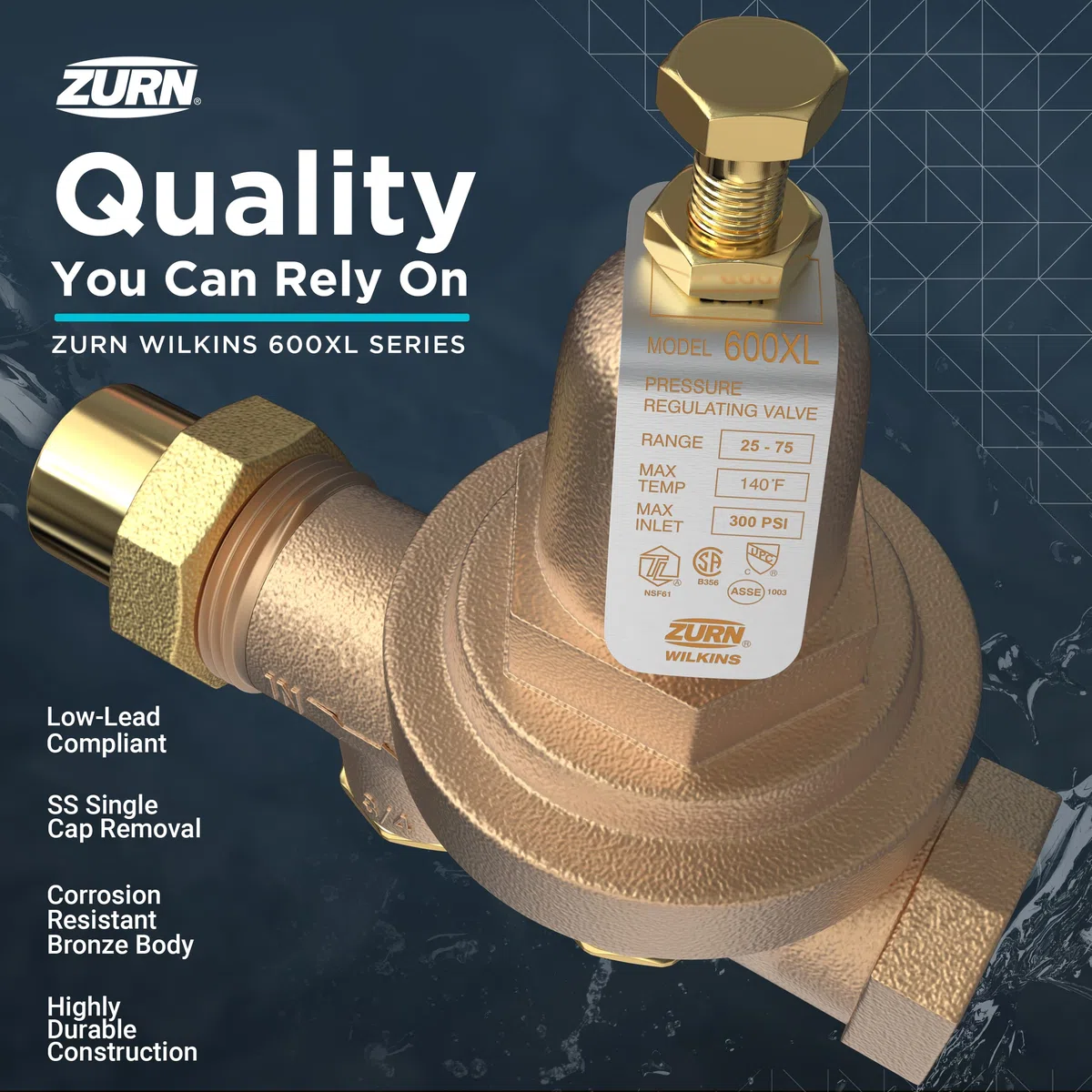 zurn 34–600 x l Wilkins-Druck, mit 3/4 Zoll mit gratis