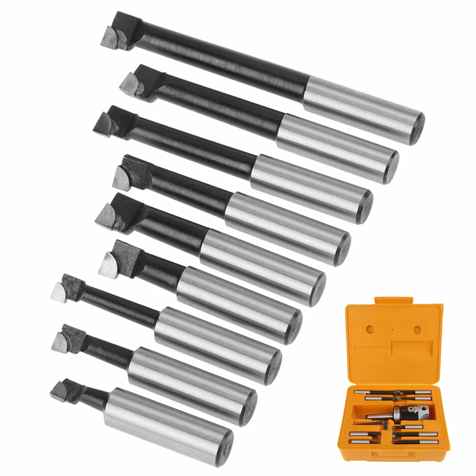 Tbest 2 Zoll Bohrkopf S 1 Satz Fräsmaschinenzubehör Mt2 M10 F1-12 50 Mm Bohrkopf mit 9 Stück 12 Mm Bohrstangen
